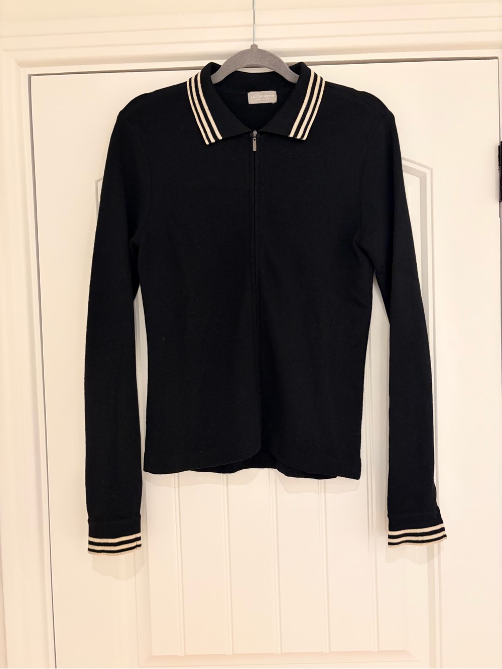 Vintage Zip Black Wool Cardigan